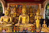 Vientiane, Laos - Pha That Luang, various Buddha statues among the Other structures on the ground. 